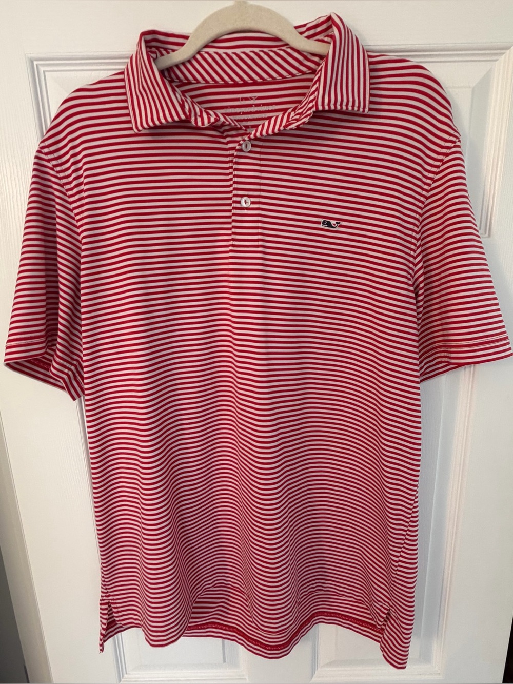 Vineyard vines red and white stripe performance polo
